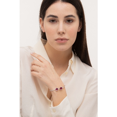 Bangle in white gold 18k with rubies and diamonds 