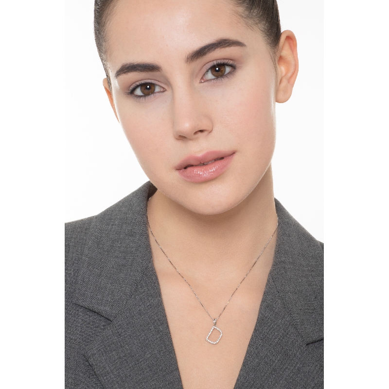 Letter D pendant with diamonds in white gold 18k Letter D pendant with diamonds in white gold 18k