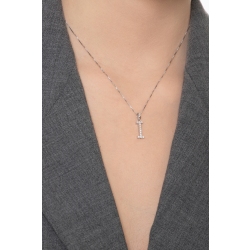 Necklace with initial U in 750 white gold and black diamonds 2