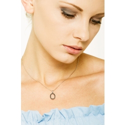 Necklace with initial O in 750 white gold and black diamonds 2