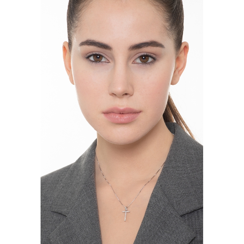 Necklace with initial pendant T in diamonds and white gold Necklace with initial pendant T in diamonds and white gold