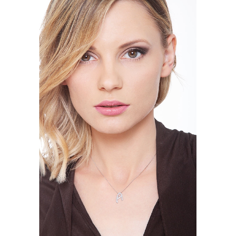 Gold necklace with letter A with diamond Gold necklace with letter A with diamond