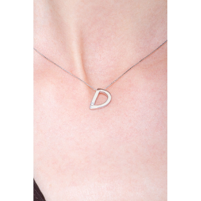 Necklace with letter A in white gold with diamond Necklace with letter A in white gold with diamond