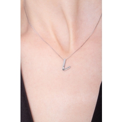 Necklace with initial L in white gold and diamond 2
