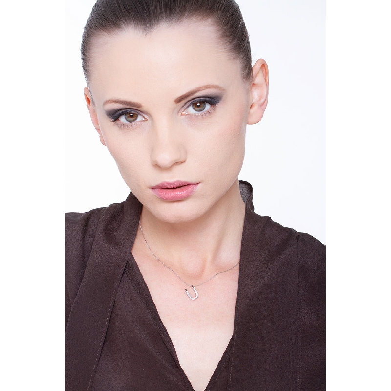 Necklace with initial U in white gold with diamond Necklace with initial U in white gold with diamond