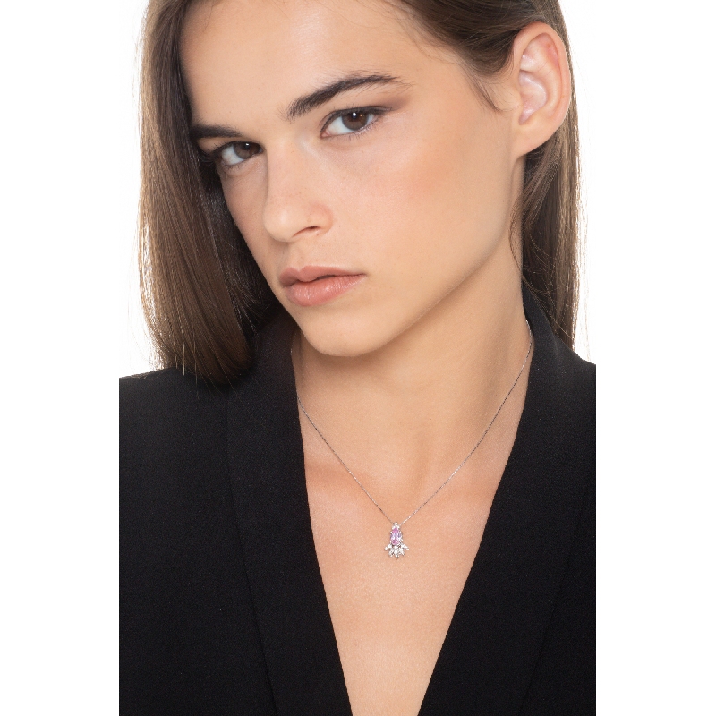 Fancy pendant with pink sapphire and diamonds 