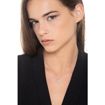 Fancy pendant with pink sapphire and diamonds 