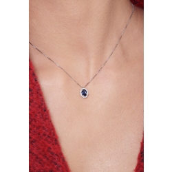 Necklace halo with blue sapphire and diamonds 2