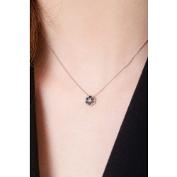 18k white gold flower pendant with black and white diamonds 2