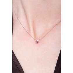 Little flower pendant in 18k white gold with diamonds and rubies 2