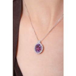 Necklace with central oval amethyst and diamonds 2