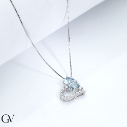 750 white gold heart necklace with aquamarines and diamonds 2