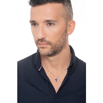 Cross pendant blue sapphires