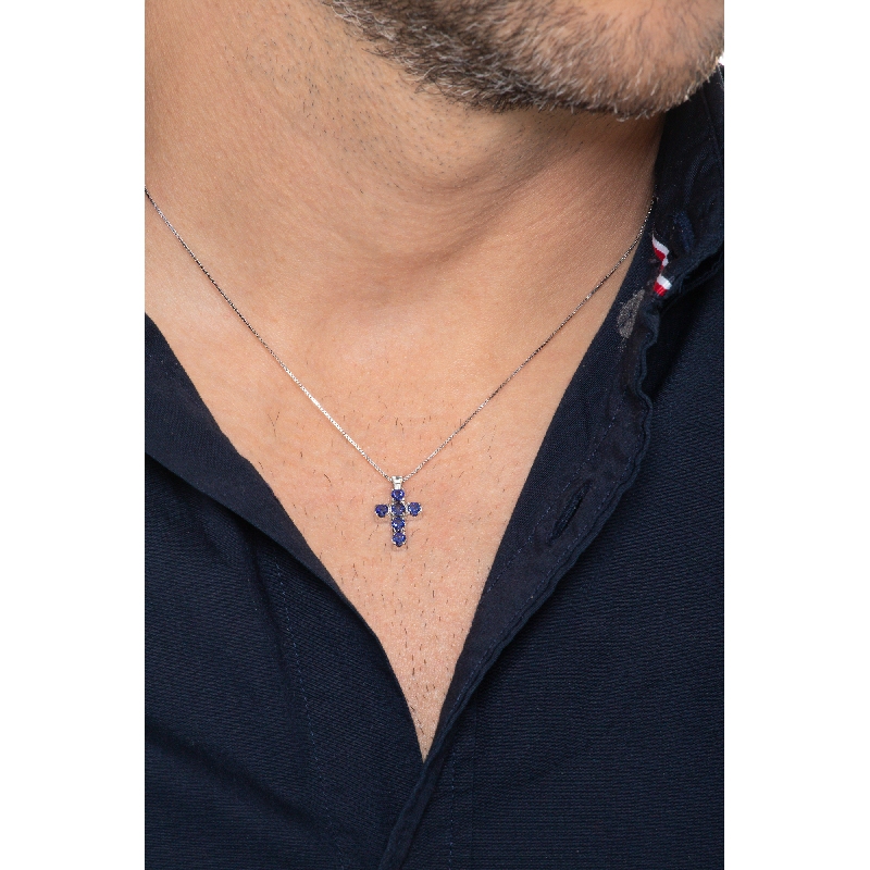 Cross pendant blue sapphires Cross pendant blue sapphires