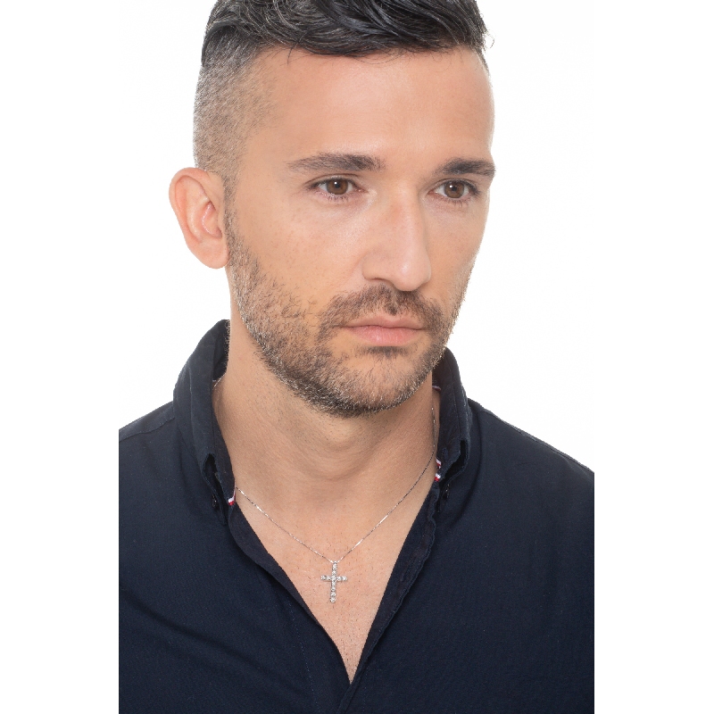 Cross necklace in white gold 750 diamonds Cross necklace in white gold 750 diamonds