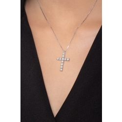 18k white gold cross diamond necklace with diamonds 2