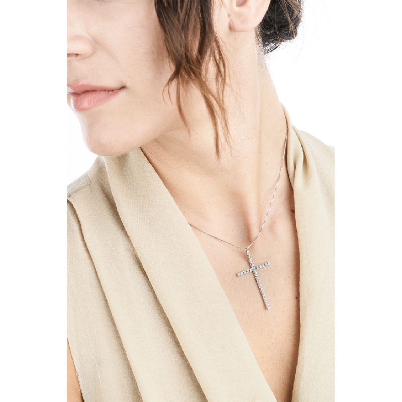 Diamond cross necklace in 18k white gold Diamond cross necklace in 18k white gold