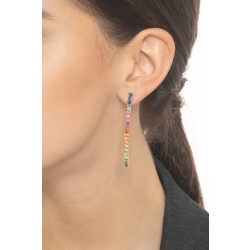 18k yellow gold tennis earrings with multicolor sapphires 2