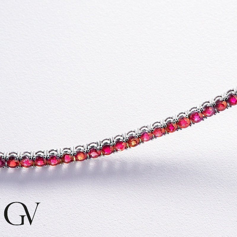 Tennis bracelet in white gold 18k with rubies Tennis bracelet in white gold 18k with rubies