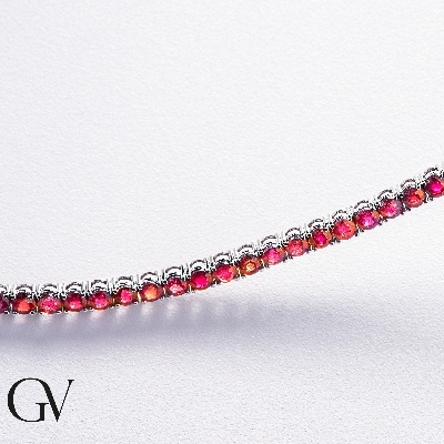 Tennis bracelet in white gold 18k with rubies