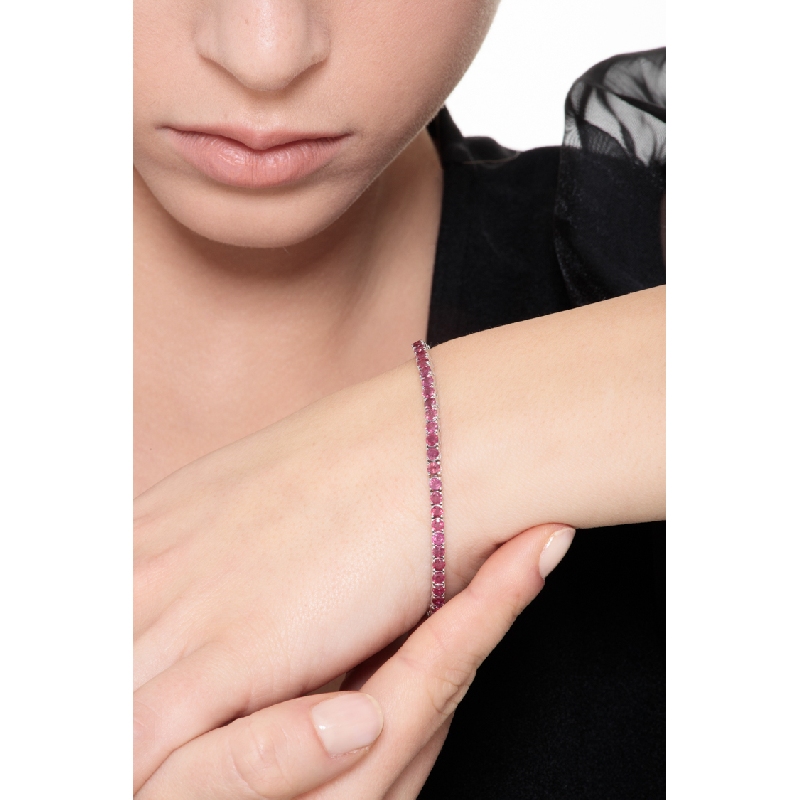 Tennis bracelet in white gold 18k with rubies Tennis bracelet in white gold 18k with rubies