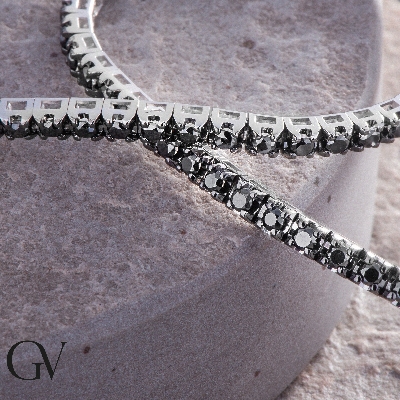 Tennis bracelet with black diamonds white gold 18k