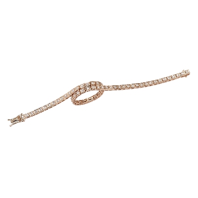 Stylish tennis bracelet in rose gold 18k with diamonds