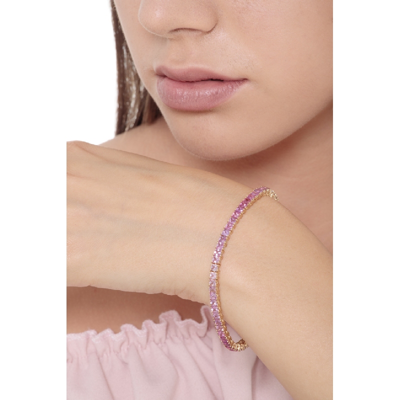 18k yellow gold tennis bracelet with pink sapphires 18k yellow gold tennis bracelet with pink sapphires