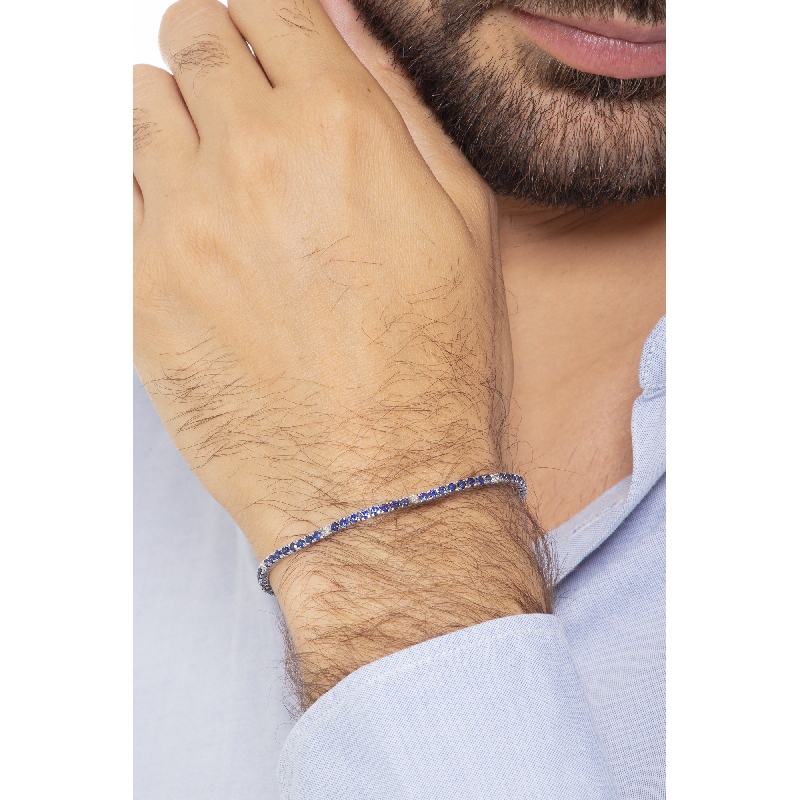 750 white gold tennis bracelet with blue sapphires and diamonds 750 white gold tennis bracelet with blue sapphires and diamonds