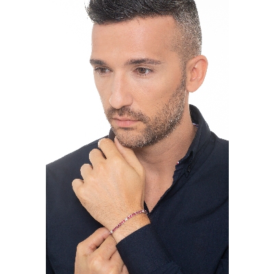 Rubies and diamonds tennis bracelet in white gold 18k