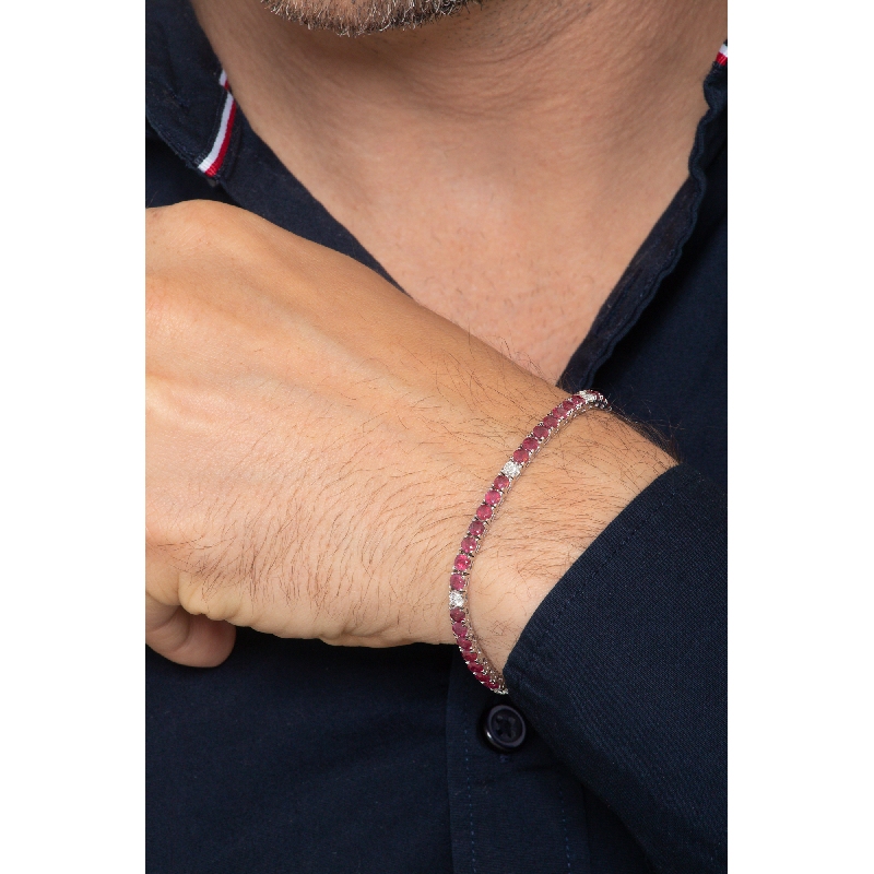 Rubies and diamonds tennis bracelet in white gold 18k Rubies and diamonds tennis bracelet in white gold 18k