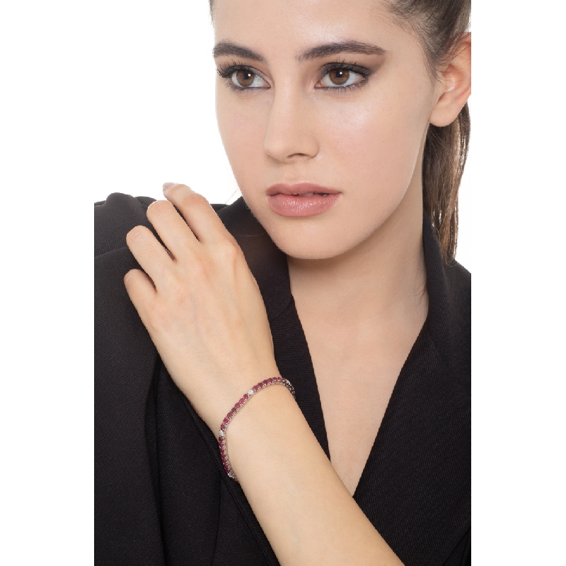 Rubies and diamonds tennis bracelet in white gold 18k Rubies and diamonds tennis bracelet in white gold 18k