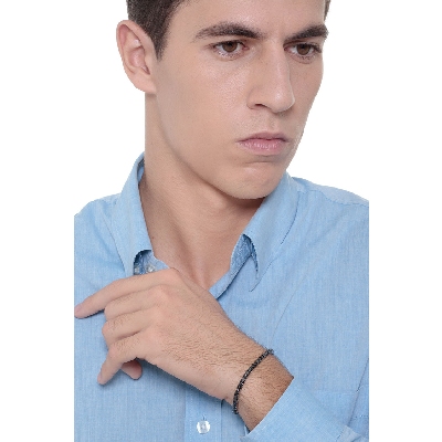 Tennis bracelet in white gold 18k wih burnished tips and black diamonds