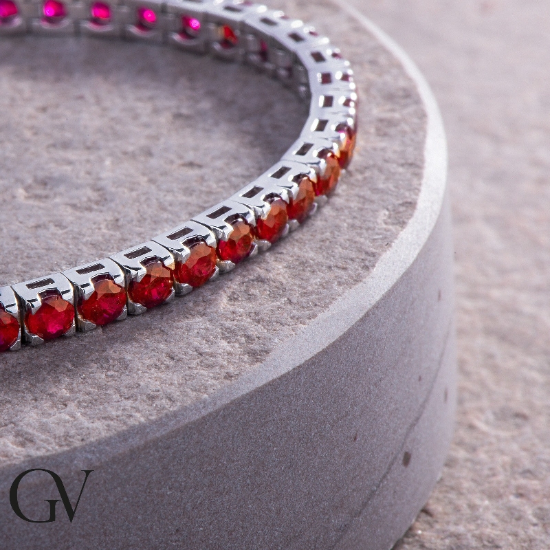 Tennis bracelet with rubies in 18k white gold Tennis bracelet with rubies in 18k white gold