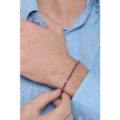 Tennis bracelet with rubies in 18k white gold