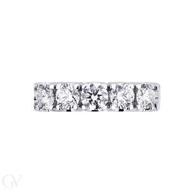 5 diamonds half eternity ring in white gold ct 1,30 