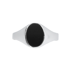 White gold 18k chevalier ring with onyx 2