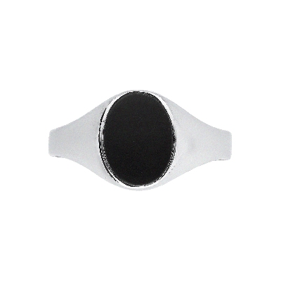White gold 18k chevalier ring with onyx