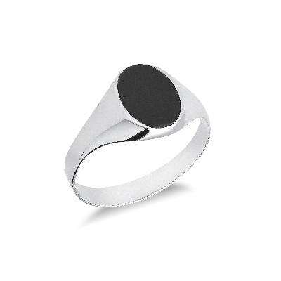 White gold 18k chevalier ring with onyx