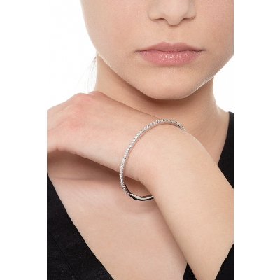 Rigid bracelet in 18k white gold with diamonds