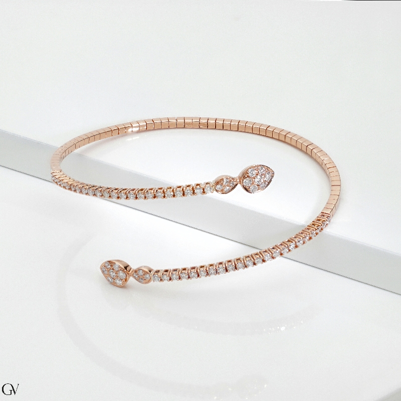 18k rose gold spring bracelet with diamonds 