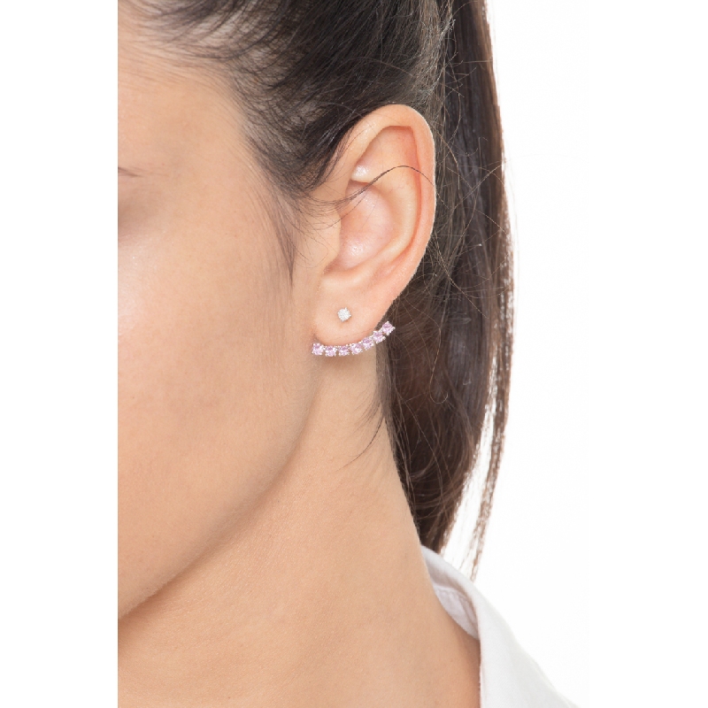 Single earring with pink sapphires and diamond Single earring with pink sapphires and diamond