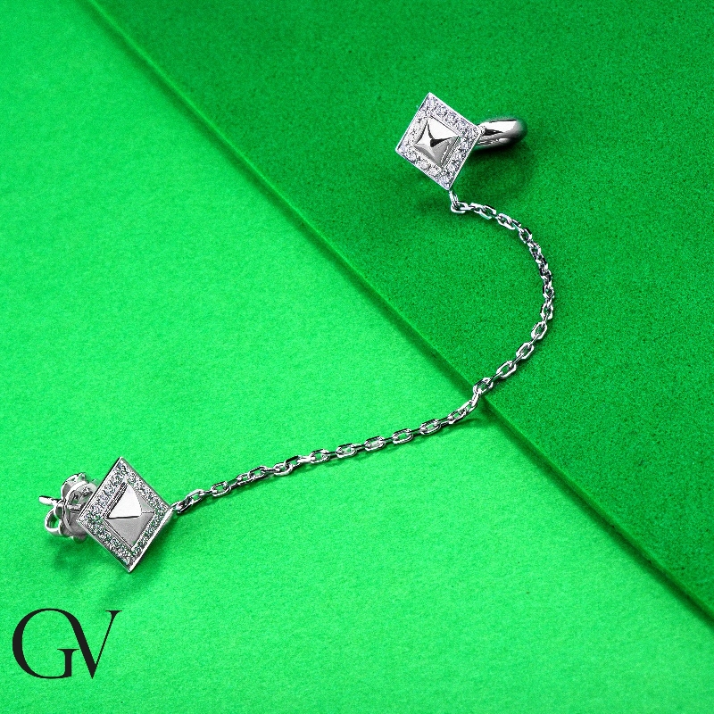 18k white gold bajoran single earring with diamonds 18k white gold bajoran single earring with diamonds