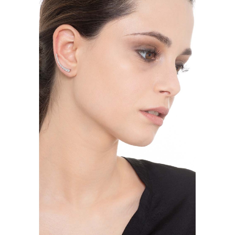 Single earring in white gold 18k with diamond bar