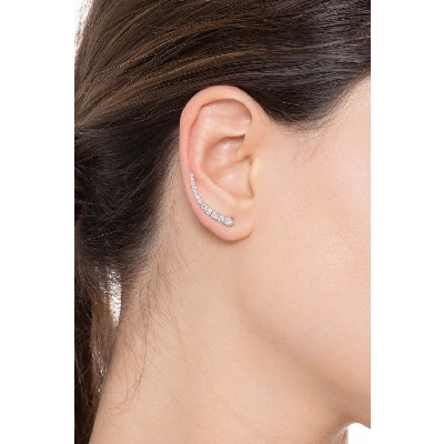 Single earring in white gold 18k with diamond bar