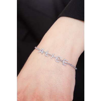 Bracelet with name ALICE in white gold and diamonds