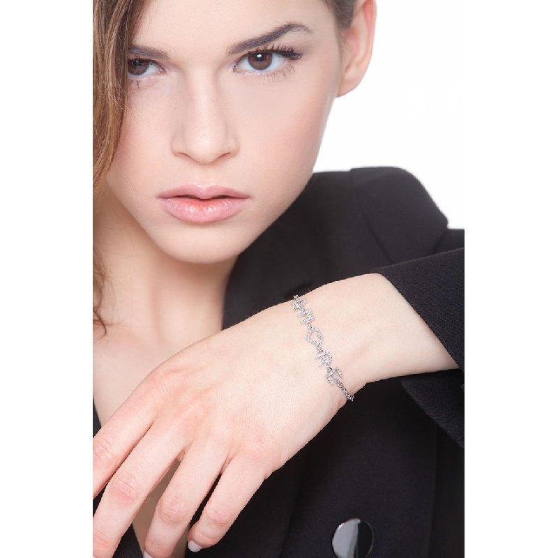 Bracelet with letters AMORE in white gold and diamonds Bracelet with letters AMORE in white gold and diamonds