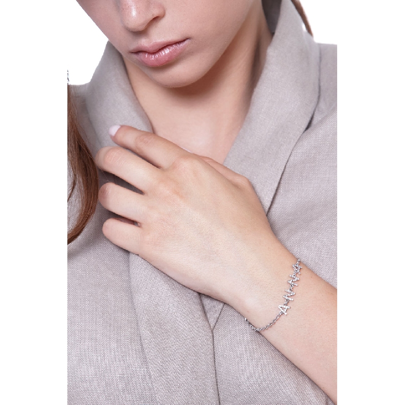 Personalized name bracelet ANNA in white gold and diamonds Personalized name bracelet ANNA in white gold and diamonds
