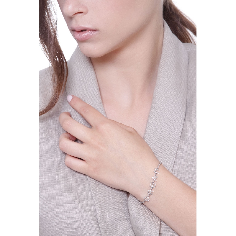 Bracelet with letters DREAM  in white gold and diamonds