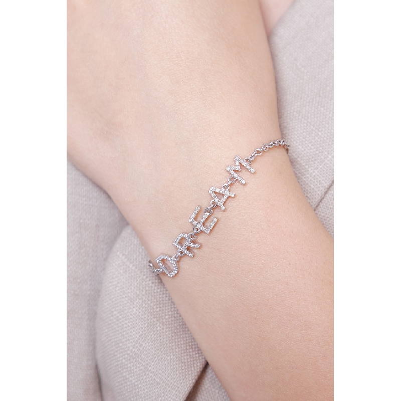 Bracelet with letters DREAM  in white gold and diamonds